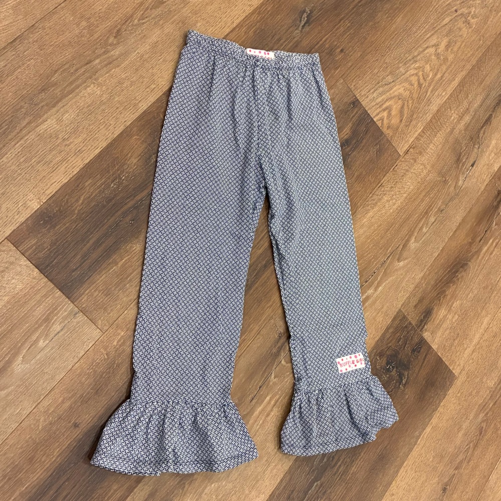 Ruffle Girl Blue White Ruffle Pants Bottoms Flare Wide Size 7 Girl - Picture 2 of 10
